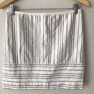 Madewell Ivory Black Striped Linen Cotton Skirt